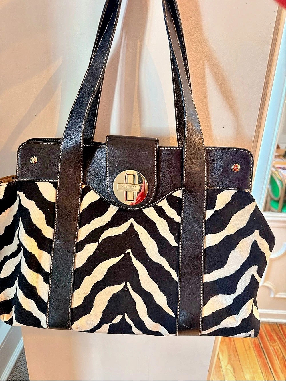 KATE SPADE Zebra Print Tote in Black & White Like New